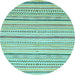 Round Abstract Light Blue Modern Rug, abs2279lblu