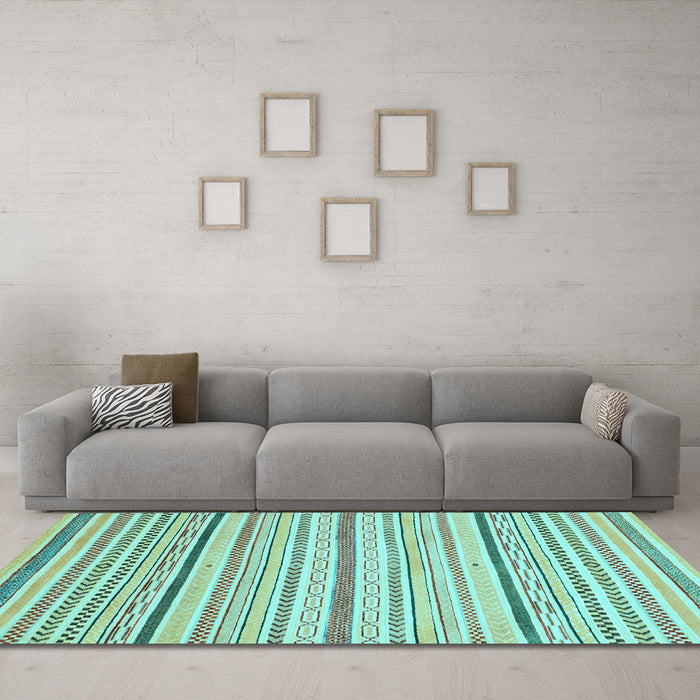 Machine Washable Abstract Light Blue Modern Rug in a Living Room, wshabs2279lblu