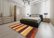 Abstract Yellow Modern Rug in a Bedroom, abs227