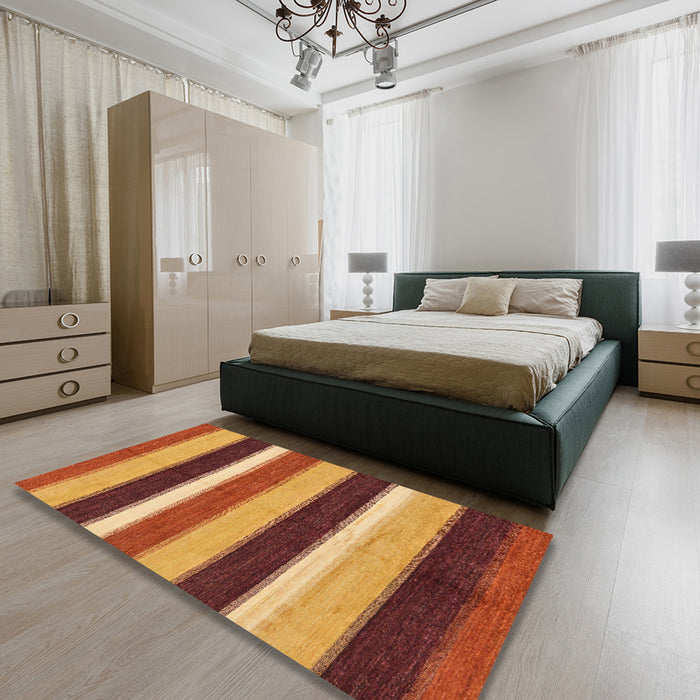 Abstract Yellow Modern Rug in a Bedroom, abs227
