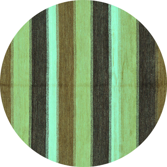 Round Machine Washable Abstract Turquoise Modern Area Rugs, wshabs227turq