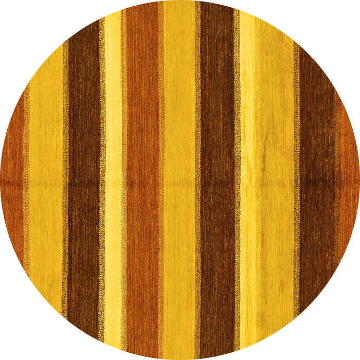 Round Abstract Yellow Modern Rug, abs227yw