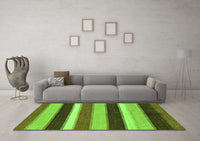 Machine Washable Abstract Green Modern Rug, wshabs227grn