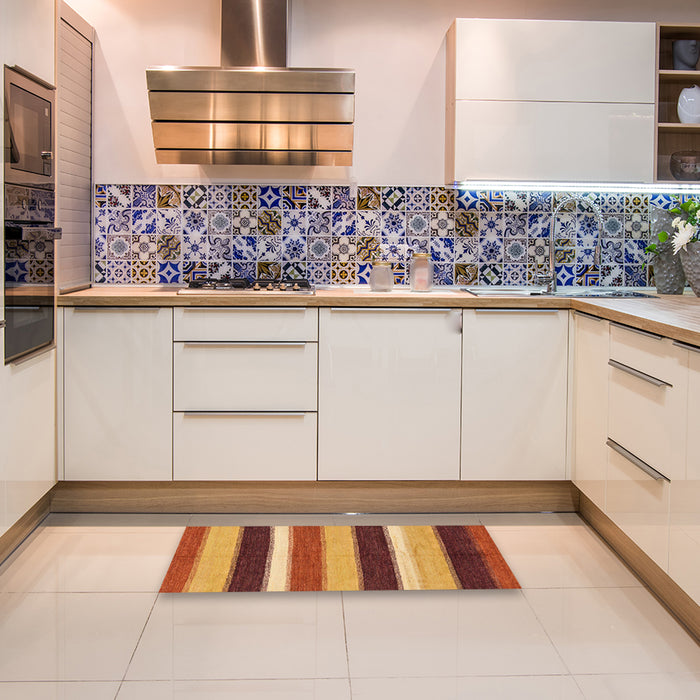 Abstract Yellow Modern Rug in a Kitchen, abs227