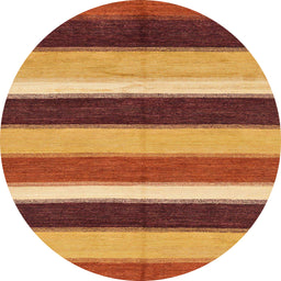 Round Abstract Yellow Modern Rug, abs227