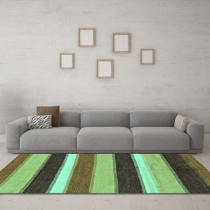 Machine Washable Abstract Turquoise Modern Area Rugs in a Living Room,, wshabs227turq
