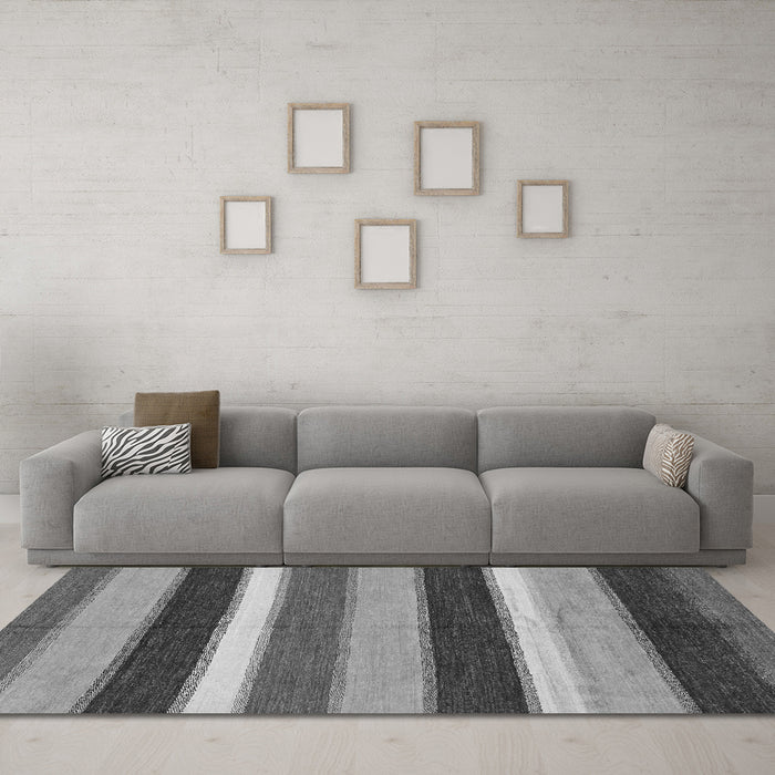 Machine Washable Abstract Gray Modern Rug in a Living Room,, wshabs227gry