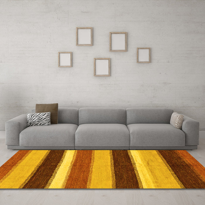 Machine Washable Abstract Yellow Modern Rug in a Living Room, wshabs227yw