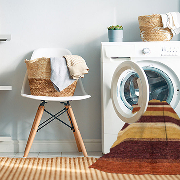 Machine Washable Abstract Yellow Rug in a Washing Machine, wshabs227