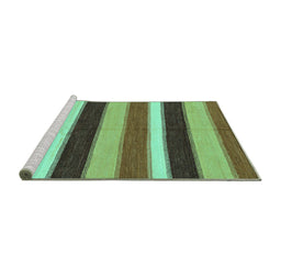 Sideview of Machine Washable Abstract Turquoise Modern Area Rugs, wshabs227turq