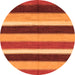 Round Machine Washable Abstract Orange Modern Area Rugs, wshabs227org