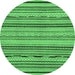 Round Machine Washable Abstract Emerald Green Modern Area Rugs, wshabs2280emgrn