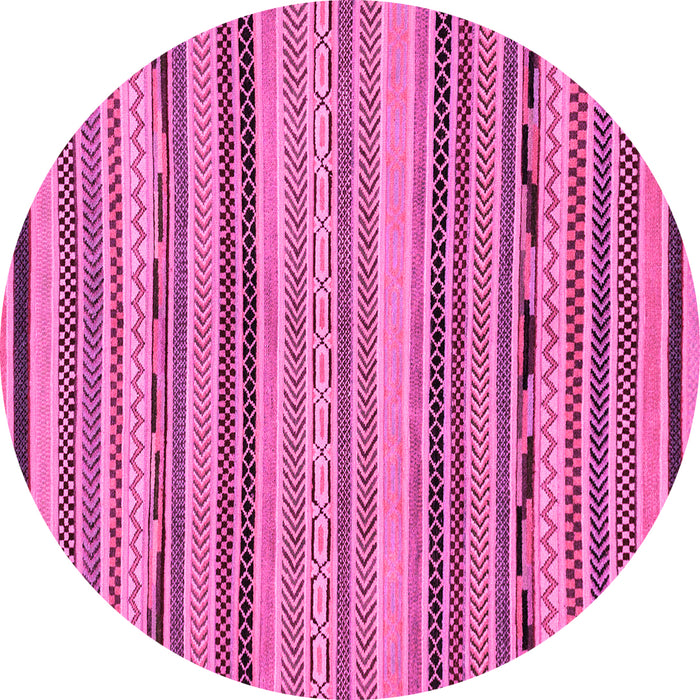 Round Machine Washable Abstract Pink Modern Rug, wshabs2280pnk