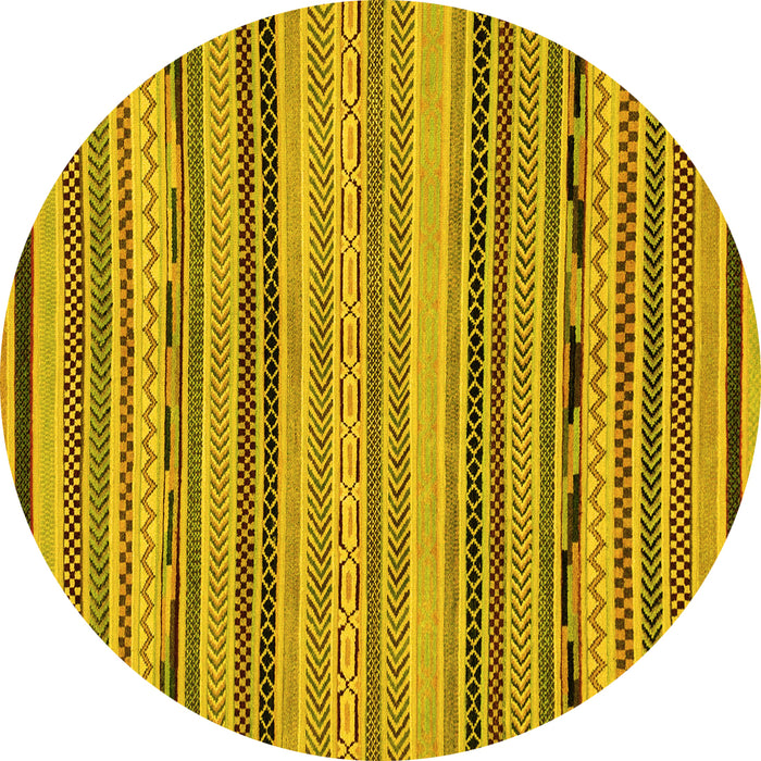 Round Machine Washable Abstract Yellow Modern Rug, wshabs2280yw