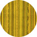 Round Machine Washable Abstract Yellow Modern Rug, wshabs2280yw