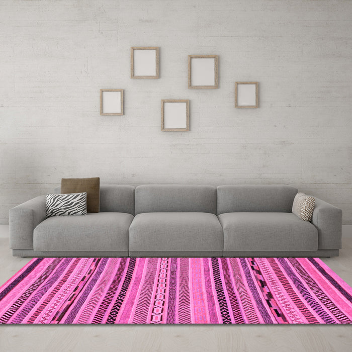 Machine Washable Abstract Pink Modern Rug in a Living Room, wshabs2280pnk