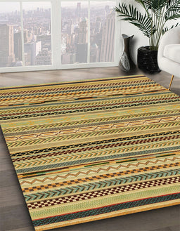 Machine Washable Abstract Gen Brown Yellow Rug in a Family Room, wshabs2280