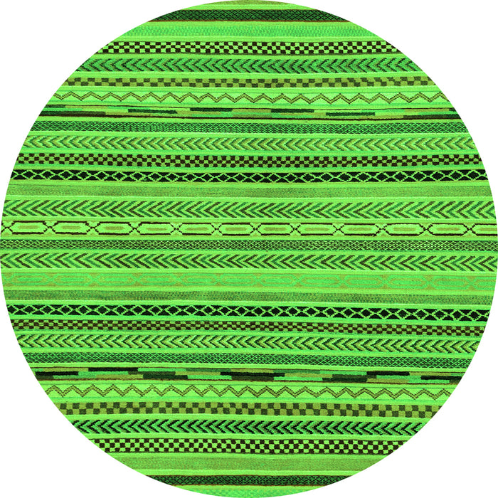 Round Machine Washable Abstract Green Modern Area Rugs, wshabs2280grn