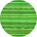 Round Machine Washable Abstract Green Modern Area Rugs, wshabs2280grn