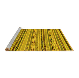 Sideview of Machine Washable Abstract Yellow Modern Rug, wshabs2280yw