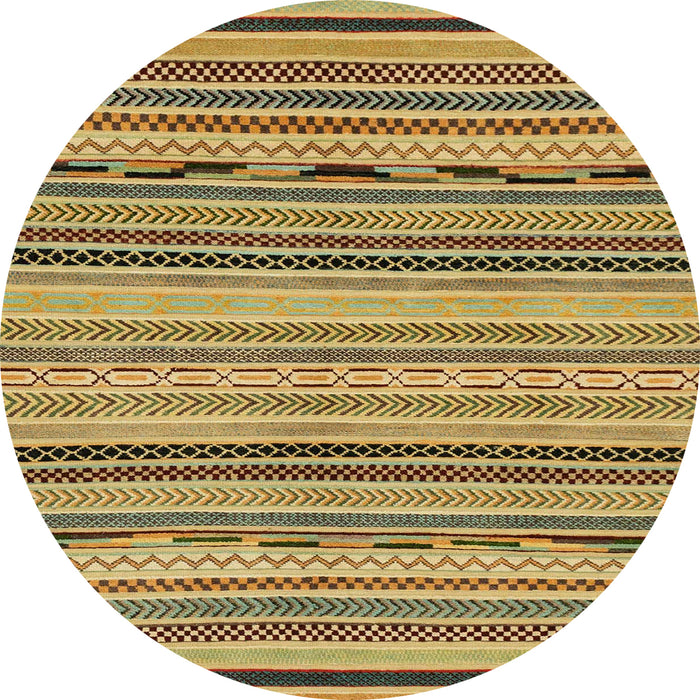 Round Abstract Golden Brown Yellow Modern Rug, abs2280