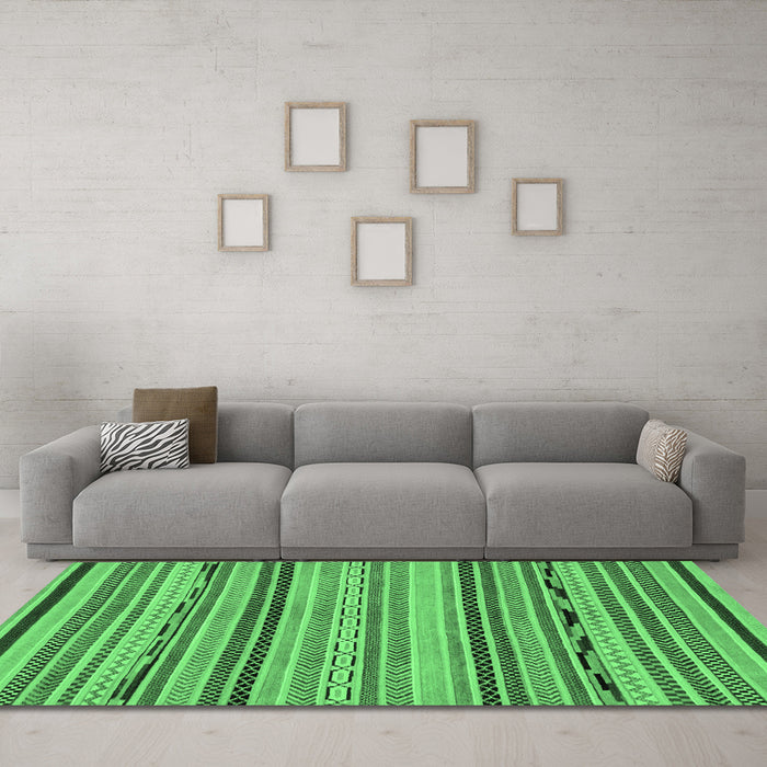 Machine Washable Abstract Emerald Green Modern Area Rugs in a Living Room,, wshabs2280emgrn