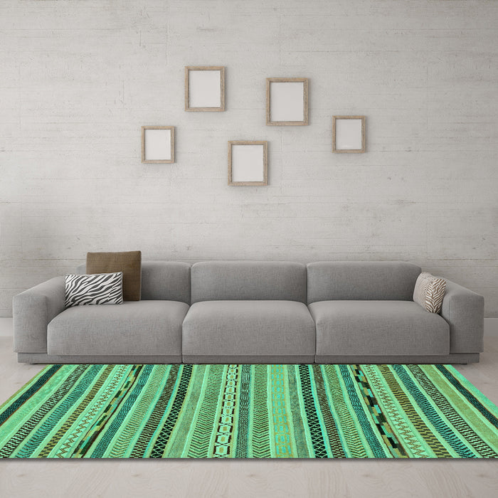 Machine Washable Abstract Turquoise Modern Area Rugs in a Living Room,, wshabs2280turq