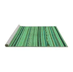 Sideview of Machine Washable Abstract Turquoise Modern Area Rugs, wshabs2280turq