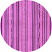 Round Machine Washable Abstract Purple Modern Area Rugs, wshabs2280pur