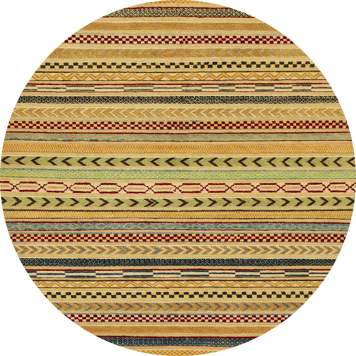 Round Abstract Yellow Modern Rug, abs2281