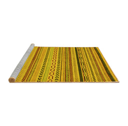 Sideview of Machine Washable Abstract Yellow Modern Rug, wshabs2281yw