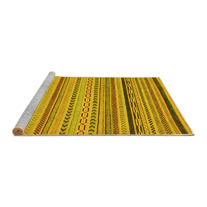 Sideview of Machine Washable Abstract Yellow Modern Rug, wshabs2281yw