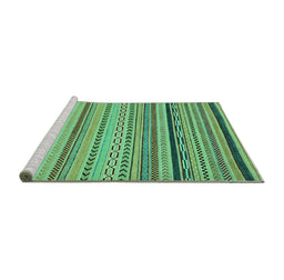 Sideview of Machine Washable Abstract Turquoise Modern Area Rugs, wshabs2281turq