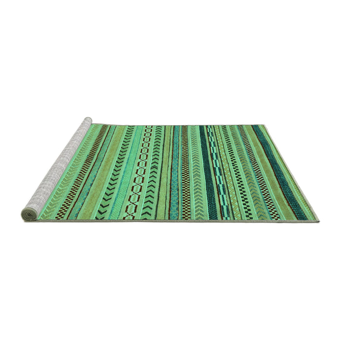 Sideview of Machine Washable Abstract Turquoise Modern Area Rugs, wshabs2281turq