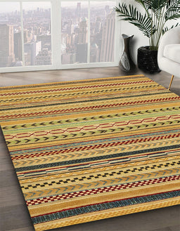 Abstract Yellow Modern Rug in Family Room, abs2281