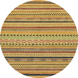 Round Machine Washable Abstract Yellow Rug, wshabs2281