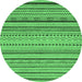 Round Abstract Emerald Green Modern Rug, abs2281emgrn