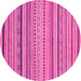 Round Machine Washable Abstract Pink Modern Rug, wshabs2281pnk