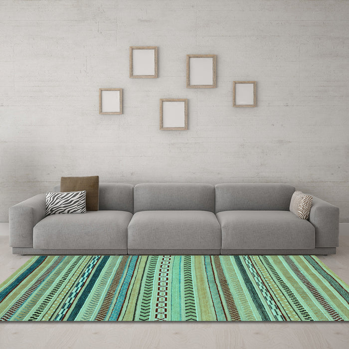 Machine Washable Abstract Light Blue Modern Rug in a Living Room, wshabs2281lblu