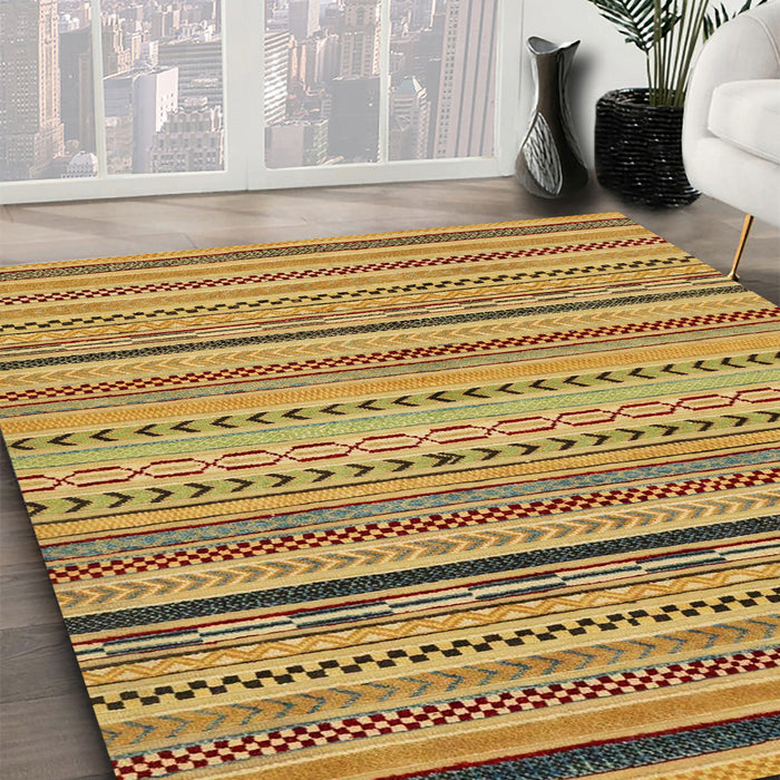 Machine Washable Abstract Yellow Rug in a Family Room, wshabs2281