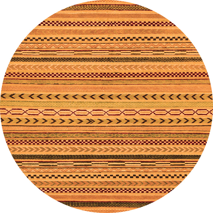 Round Machine Washable Abstract Orange Modern Area Rugs, wshabs2281org