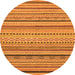 Round Machine Washable Abstract Orange Modern Area Rugs, wshabs2281org