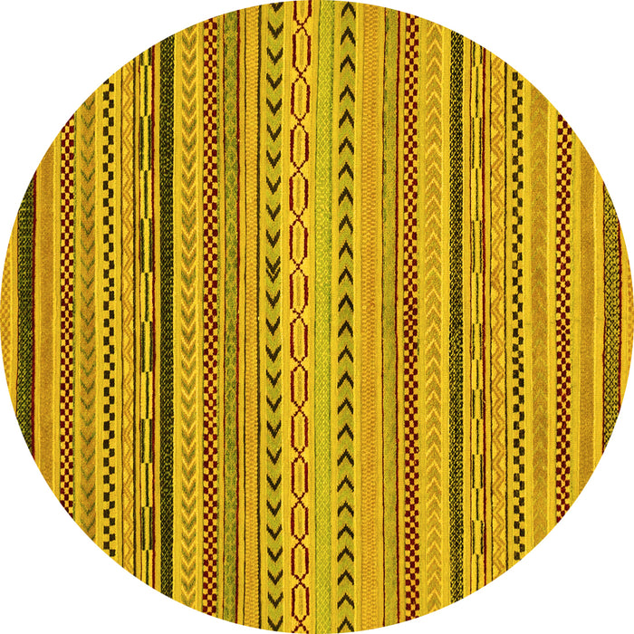 Round Machine Washable Abstract Yellow Modern Rug, wshabs2281yw