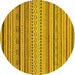 Round Machine Washable Abstract Yellow Modern Rug, wshabs2281yw