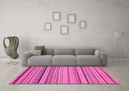 Machine Washable Abstract Pink Modern Rug in a Living Room, wshabs2281pnk