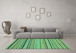 Machine Washable Abstract Turquoise Modern Area Rugs in a Living Room,, wshabs2281turq