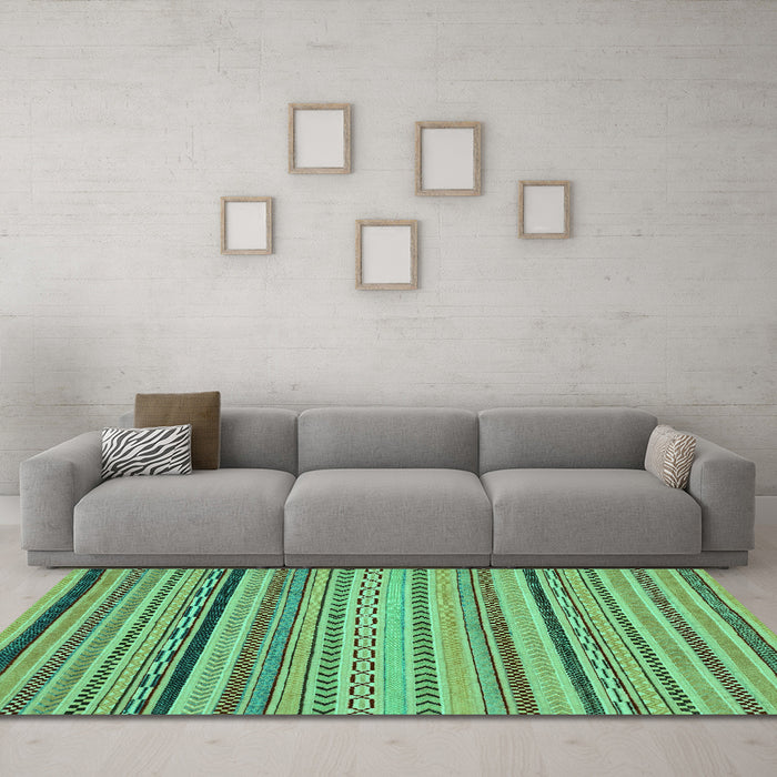 Machine Washable Abstract Turquoise Modern Area Rugs in a Living Room,, wshabs2281turq