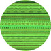 Round Machine Washable Abstract Green Modern Area Rugs, wshabs2281grn