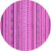 Round Machine Washable Abstract Purple Modern Area Rugs, wshabs2281pur