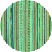 Round Abstract Turquoise Modern Rug, abs2282turq